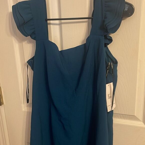 Donna Ricco New York Square Neck Ruffle Sleeved Dress NWT Size 10 - Picture 3 of 9